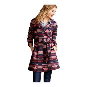 Anthropologie Tabitha Leona Wrap Aztec Southwestern Belted Hooded Coat